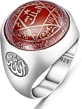 Takilingo Seven Archangels Ring for Men 925 Sterling Silver The Seal Of Solomon Agate Stone Tetragrammaton Archangels Protection Amulet Ring (10.5)