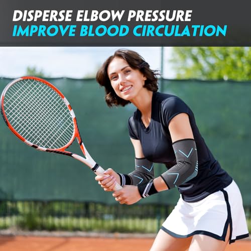 Molsdon Elbow Support for Men Women, 2 Pack Elbow Brace Compression Sleeves Support for Tennis, Golfers, Tendonitis, Weightlifting, Gym, Arthritis, Joint Pain Relief - Image 6