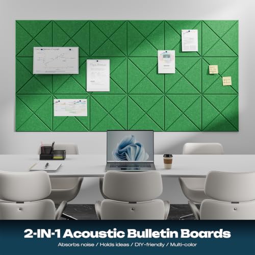 Sonicism 22 Pack X-Lined Acoustic Panels with Self-Adhesive, 12"X 12"X 0.4" Sound Proof Foam Panels, Decorative Soundproof Wall Panels, Sound Absorbing Tile for Home & Offices, Forest Green — view 4