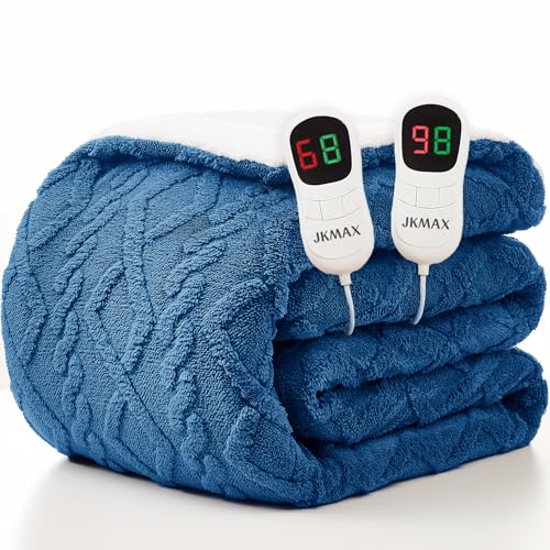 JKMAX Heated Electric Blanket King Size-100'x90' Heating Blanket with 10 Heating Levels & 5 Time...