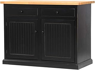 American Heartland 75116EBBOT Poplar Kitchen Island with Oak Top, European Burnt Black