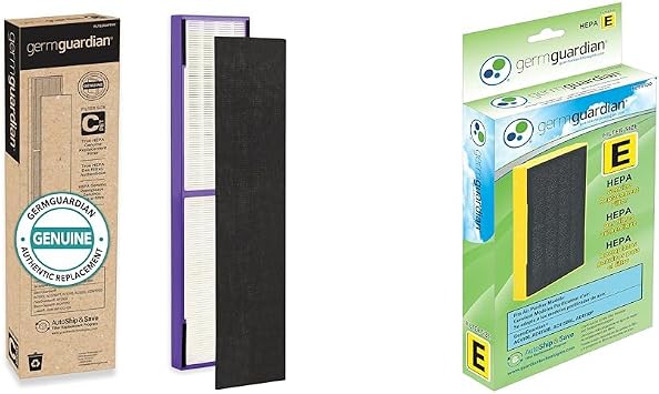 Germ Guardian FLT5250PT True HEPA Genuine Air Purifier Replacement Filter C, with Pet Pure Treatment & GermGuardian Filter E HEPA Pure Genuine Air Purifier Replacement Filter