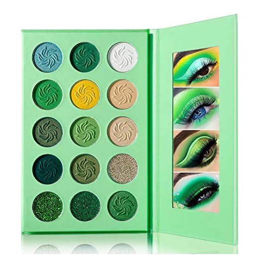 DE'LANCI Avocado Green Eyeshadow Palette 15 Color,Highly Pigmented Eyeshadow Makeup Pallete Matte Shimmer Glitter Eye Shade, Long Wear Vegan Cruelty Free Nude Yellow Emerald Green Eye Shadow Pallet