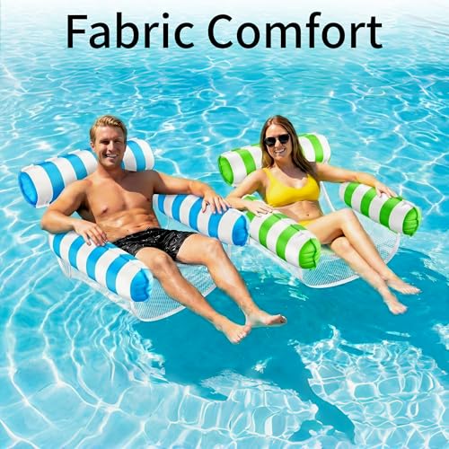 2 Pack Pool Floats for Adults, 4-in-1 Inflatable Pool Hammock Float with Cooling Mesh Seat, Portable Water Hammock Floating Chair Lounge for Pool, Beach, Lake, Hot Tub & Summer Pool by Dseezbyby - Used condition - Image 2