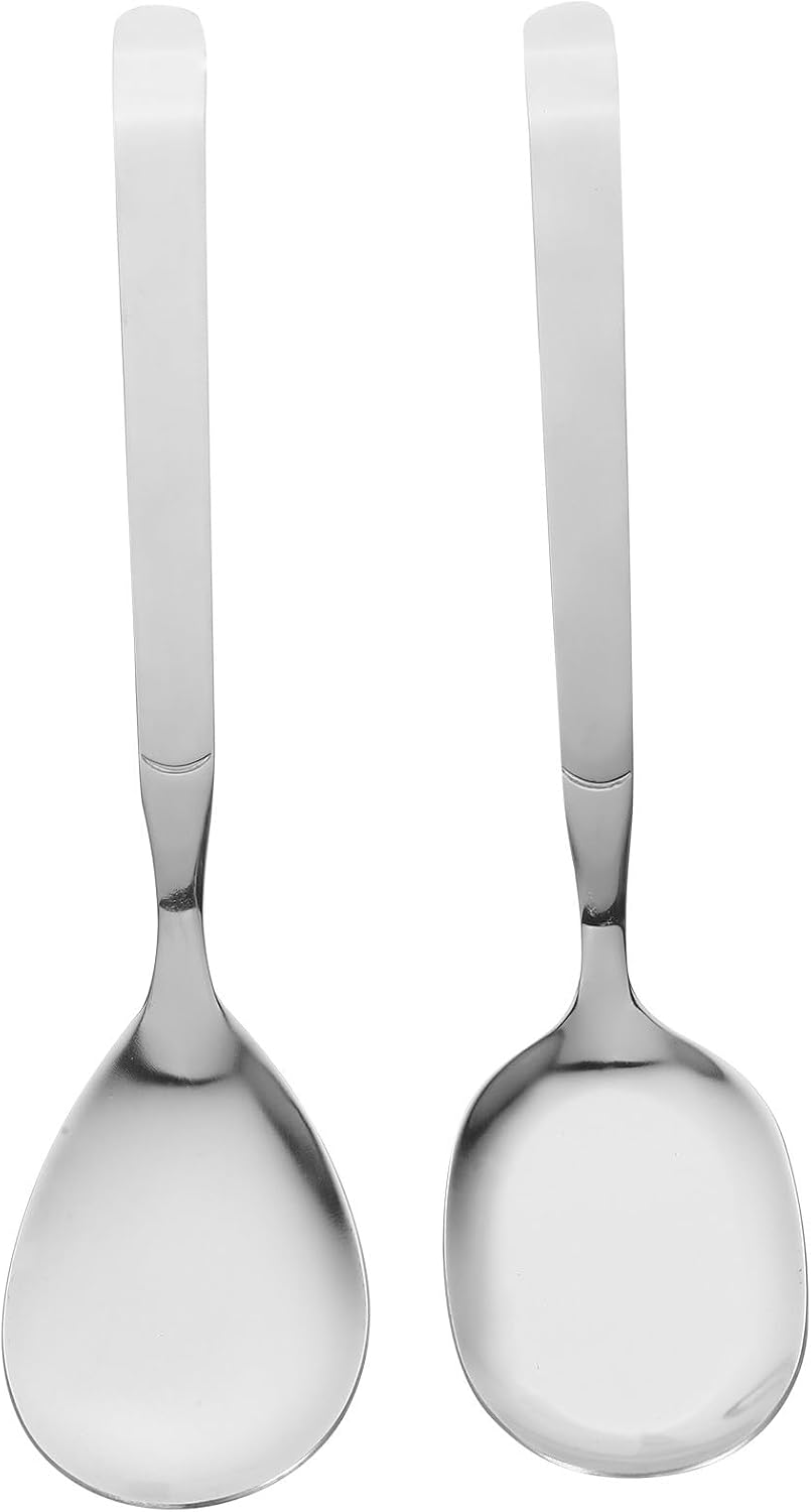 Stainless Steel Serving Spoons Set 2Pcs, Large Metal Soup and Flat Spoons with Magnetic Handle, Kitchen Utensils for Buffet, Restaurant, and Catering Use