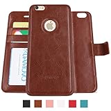 Amovo Vegan Leather 2 in 1 Folio Detachable Wallet Case with Box for  iPhone 6s/6 Case - Brown