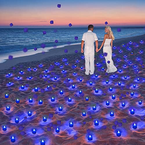 6000 Pcs Artificial Rose Petals With 72 Pcs Flameless Led Candles Romantic Decorations Fake Candles Happy Anniversary Decorations For Romantic Night Valentine's Day Anniversary Wedding Table (Blue) #TOP2
