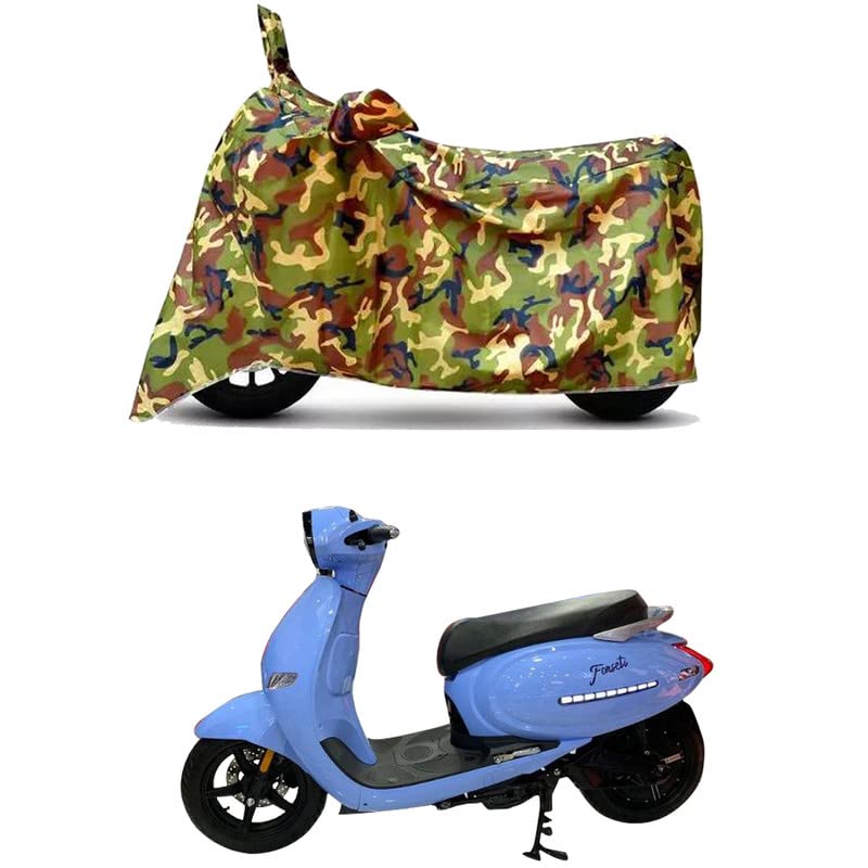 Image of Waterproof 100% PVC Coated Full Bike Scooty Two Wheeler Body Cover Compatible for EeVe Forseti /UV-Rays /Heat Protection /Birds Dropping /Scratchproof /Dust Proof /All Varients[6X6 Jungle Print]
