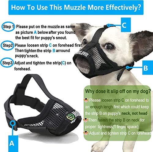 Moiilavin Extra Small Dog Muzzle Xs For Grooming Barking Chewing, Barkless Soft Mesh Muzzles To Prevent Eating Poop Things,Best For Aggressive Dogs (Grey-Blue) #TOP4