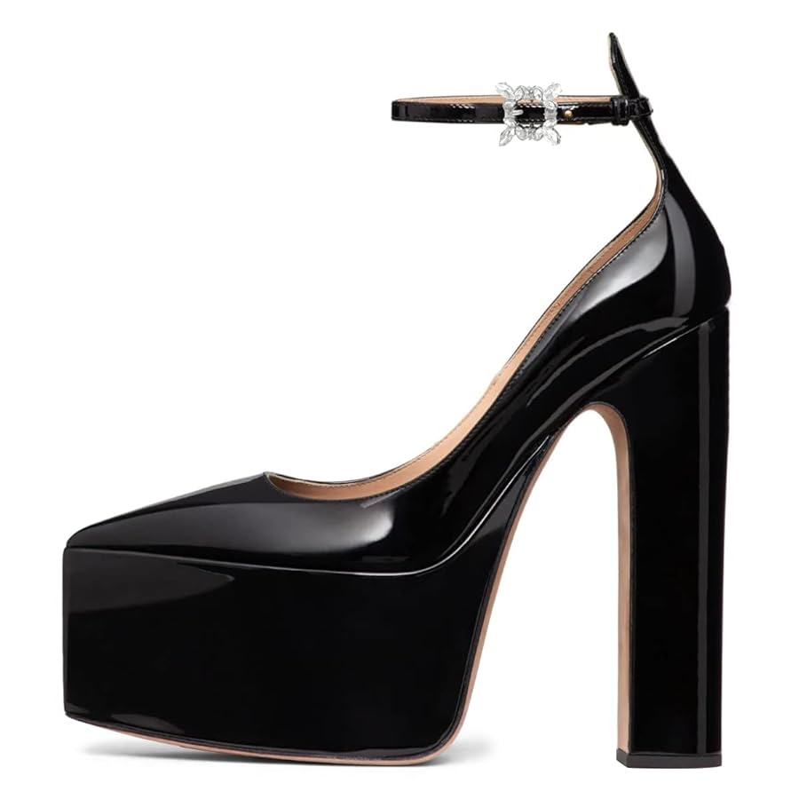 Amazon.com | FSJ Women Pointed Toe Chunky Heel Ankle Strap