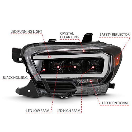 ANZO USA 111496 TOYOTA TACOMA 16-22 LED PROJECTOR HEADLIGHTS PLANK STYLE BLACK W/AMBER (FOR HALOGEN DRL) by ANZO USA - Used condition - Image 4