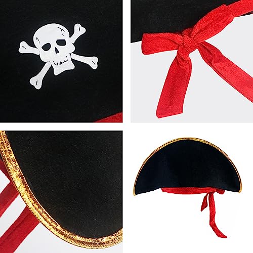image for D-Fokes 2 Pieces Pirate Hat Skull Print Pirate Captain Costume Cap - P