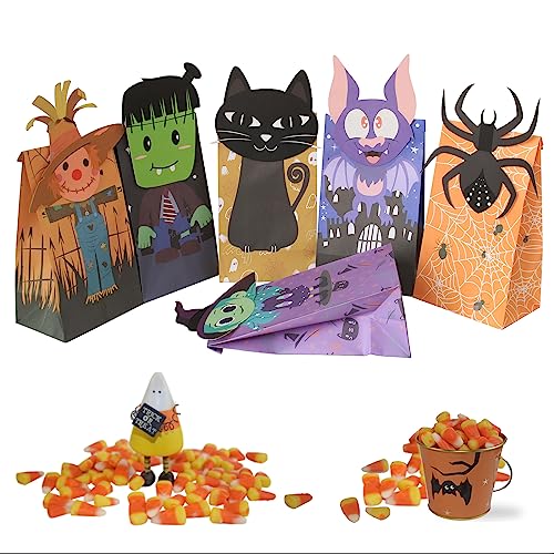 Haobell Halloween Treat Bags - 24 Pcs Halloween Trick Or Treat Goody Gags Gift Bags, 24 Pcs Halloween Stickers, Halloween Goodie Bags Party Supplies thumb #1