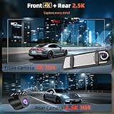 Mirror Dash Cam, Dual Channel 10" Rear View Mirror for Cars, Front 4K + Rear 2.5K with 5.8GHz WiFi, G-Sensor, Night Vision, Reverse Assist - Image 3