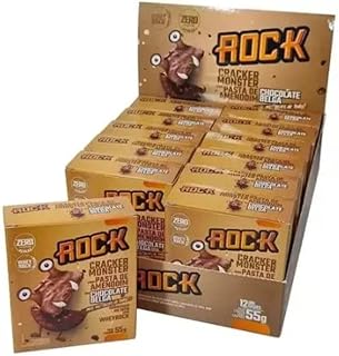 Alfajor Fit C/Whey Protein Rock Peanut Cracker Monster C/12 Unidades Chocolate Belga