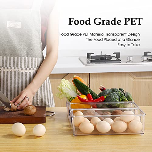 Refrigerator Organizer Bins, Clear Pantry Organization And Storage With Cutout Handles, Set Of 6 Stackable Plastic Freezer Organizer Bins For Fridge, Cabinet, Kitchen Countertops - Bpa Free #TOP6