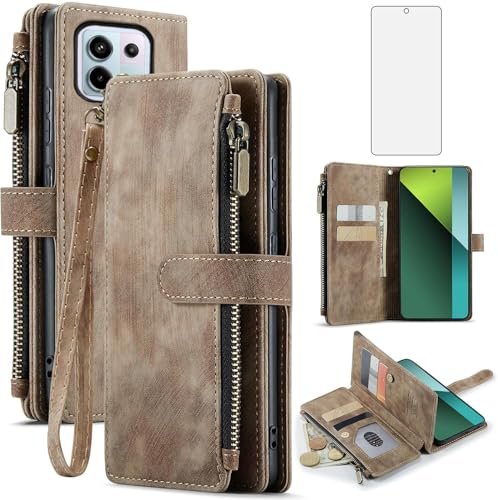 Housse cuir Redmi Note 13 Pro 5G Asuwish clapet premium au design élégant et finition marron