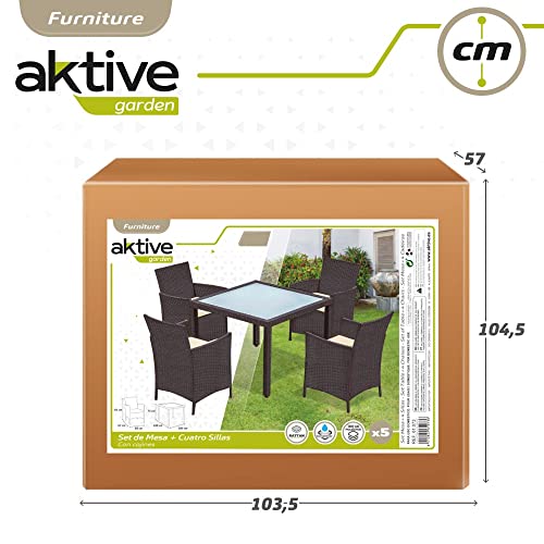 AKTIVE 61073 - Conjunto mesa y sillas jardín ratán, Mesa y sillas terraza incluye 4 sillas jardín exterior y 1 mesa exterior 100x75cm, Muebles para jardín y terraza, Multicolor - imagen 8