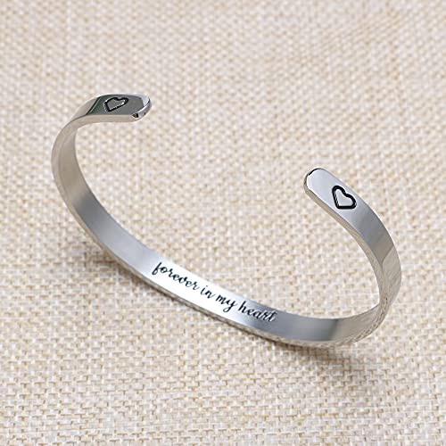 Joycuff Memorial Bracelets For Women Simple Silver Bangle Cuff For Loss Of Loved One Remembrance Gift For Teen Girls Friend Sympathy Jewelry Dad Mom Forever In My Heart #TOP1