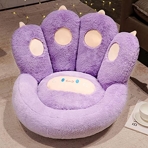 Image of ZYFAB Cute Cat Paw seat cushion, Lazy Soft floor Pillow Warm Plush Bear Paw chair pad Comfy chair cushion for Sofa Dining Room Bedroom Decor,Purple,45 * 40 * 13cm