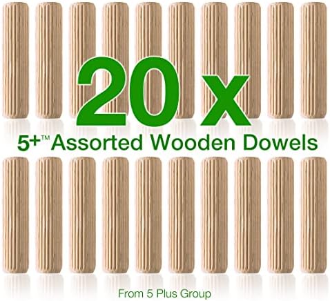 20 Pcs 6mm x 30mm Wooden Dowel Pins Grooved Dowels Plugs Chamfered Fluted Pin Wood for Furniture Woodwork Joinery