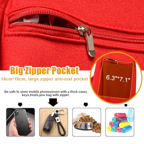 Image of Tomkas Small Dog Cat Sling Carrier Puppy Purse Travel Wrap Soft Crossbody Pet Bag (Red, M - Zip Pocket & Classic Strap)