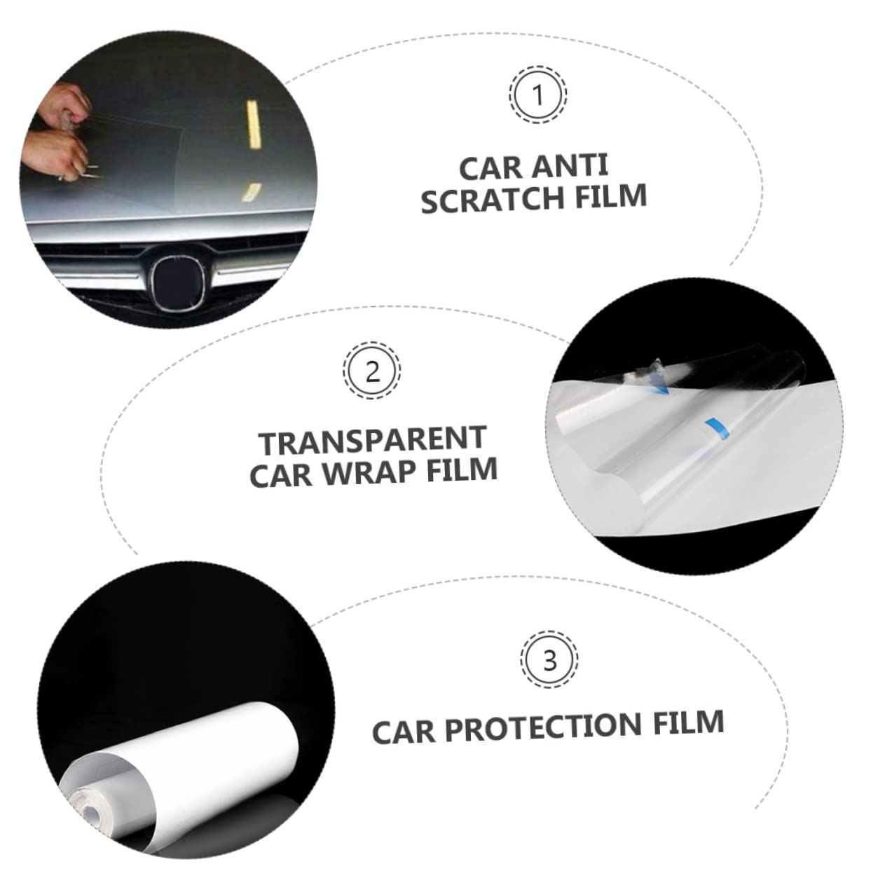 POPETPOP Pellicola Protettiva Misura 50cm X 300cm per Auto in PVC Trasparente 3 Strati Resistente all'Acqua al Freddo per Protezione Carrozzeria e Sportelli