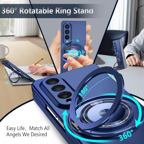 Funda anticaídas Samsung Z Fold 4 con anillo plegable de 360 grados y protección de policarbonato 3