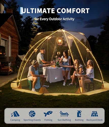 Garvee Pop up Bubble Tent with Waterproof & Vent Windows 6ft-10ft-12ft Camping Shelters, Outdoor Garden Dome Igloo, Transparent Sports Tent Screen Room for Patio, Backyard, Deck, Sports Events - image 7