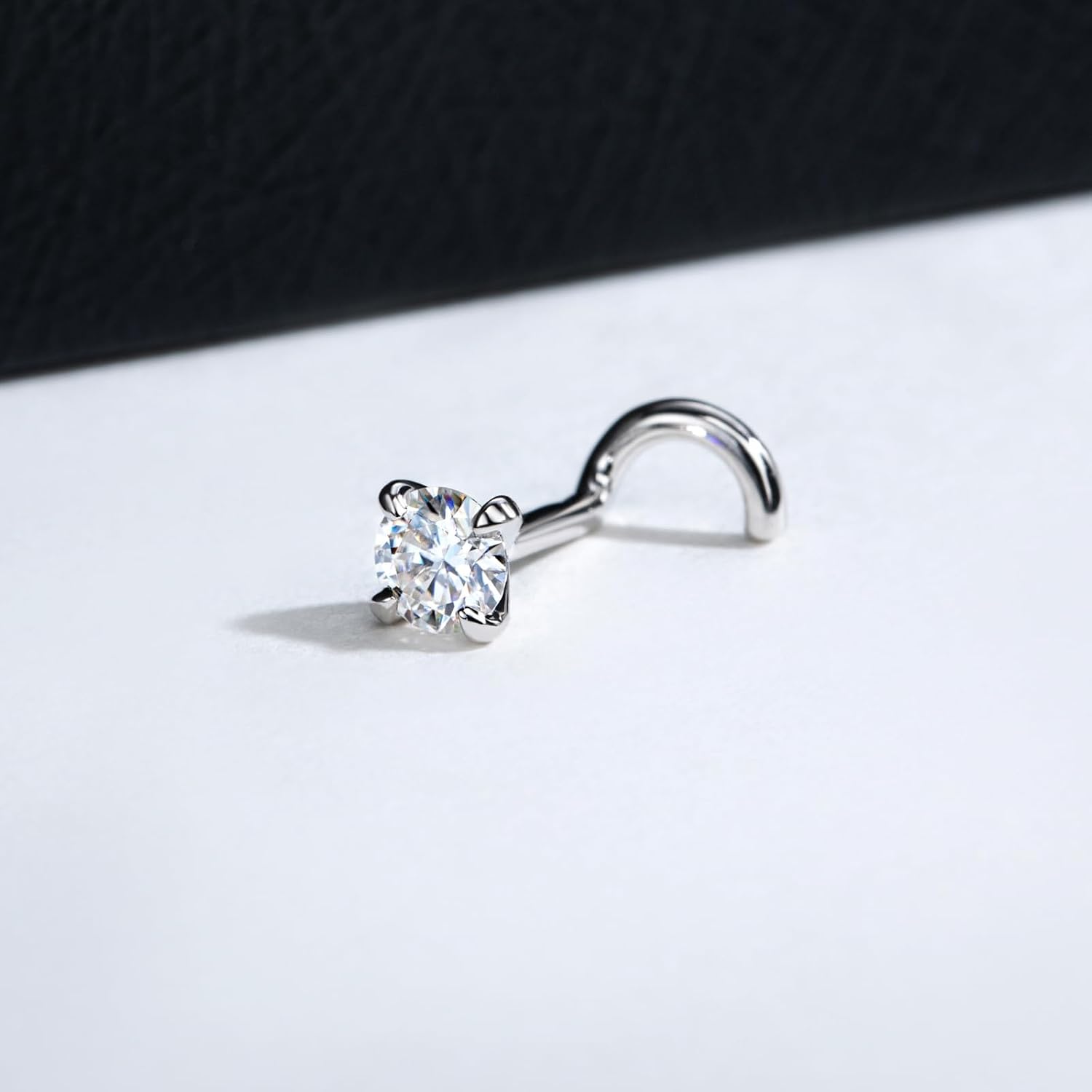 Moissanite Nose Stud 20g 1.0mm 925 Sterling Silver Moissanite Nose Ring Piercing Real Hypoallergenic Jewelry Nose Stud Gift for Women and Men