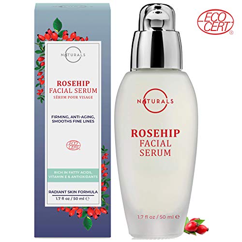 O Naturals Organic Rosehip Oil Face Serum. Protect & Hydrate with Hyaluronic Acid & Antioxidants, All Natural Anti-Aging Defense Serum for Younger Firmer & Brighter Skin. Men & Women Skincare 1.7oz