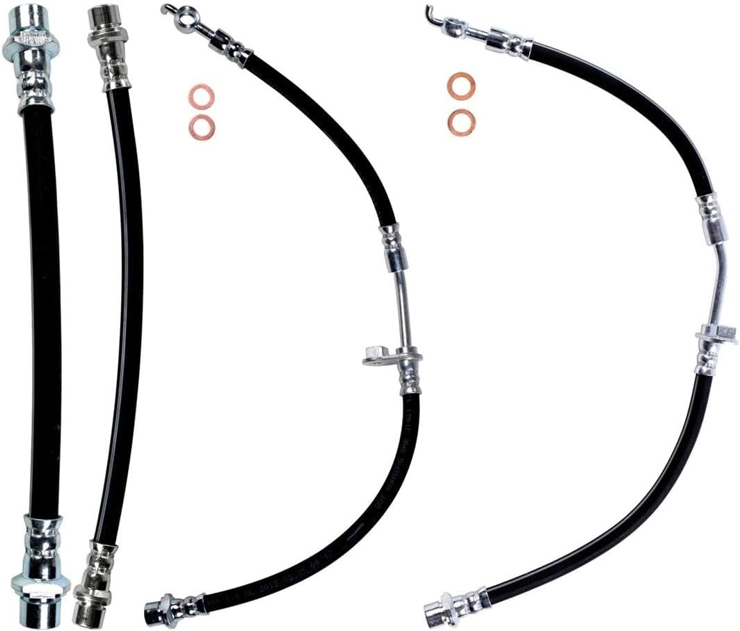 Front & Rear Brake Hose, Hydraulic Hose fits Scion xD 1.8L 2008 2009 2010 2011 2012 2013 2014, fits Toyota Prius C 1.5L 2012 2013 2014 2015 4 PCS