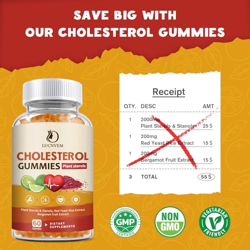 (2 Pack) Cholesterol Supplements Gummies for Cholesterol Healthy, Plant Sterols & Stanols, Red Yeast Rice, Citrus Bergamot Complex for Cholesterol, Maintain Healthy Cholesterol Levels - 60 Day Supply