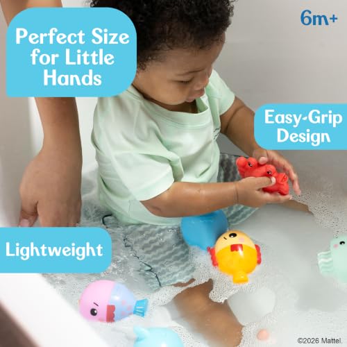 Fisher-Price™ Ocean Pal Floats Bath Toys, 6-Piece Floating Ocean Animal Bath Toy Set for Babies & Toddlers 6M+, No Water Trapping Design - image 4