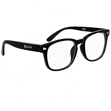 Blu-V Specs Blue Light Blocking Glasses for Men and Women Black - Anti-Glare Computer and Gaming Glasses, UV400 Protection