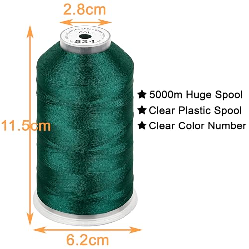 Image of New brothread - Single Huge Spool 5000M Each Polyester Embroidery Machine Thread 40WT for Commercial and Domestic Machines - Teal Green