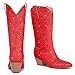 RONILURN Women Cowboy Boots Cowgirl Rhinestone Mid Calf Western Boots Sparkly Glitter Boots Bling Pointed Toe Chunky Heel Pull On