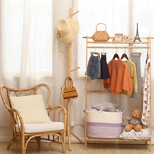 Hinwo Oval Cotton Rope Storage Basket Collapsible Nursery Storage Box Container Organizer with Handles, 16 x 13 inches, Off White and Lavander by Hinwo - Image 2