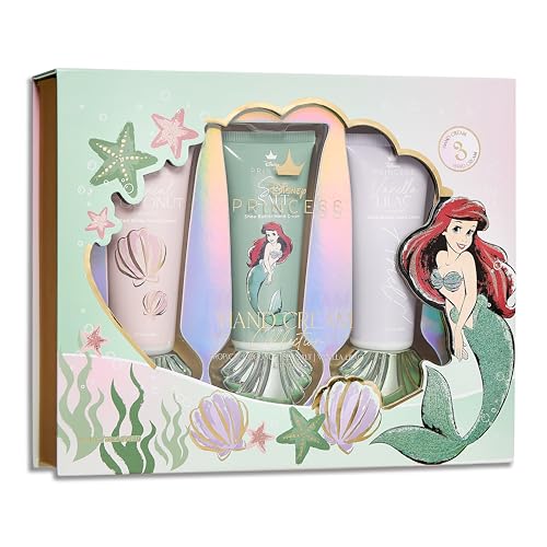 Belle Maison Disney Mermaid Ariel 3pc Hand Cream Set - Tropical Coconut, Sea Salt, Vanilla Lilac Scented, 30 ML / 1.01 FL OZ Each, Hand Cream Set