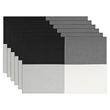 comfoyar Juego de 6 Manteles Individuales Negro Blanco Rejilla Lavable