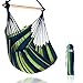 Hammock Sky Large Brazilian Hammock Chair Quality Cotton Weave for Superior Comfort & Durability - Extra Long Bed - Hanging Chair for Yard, Bedroom, Porch, Indoor/Outdoor (Blue & Green)