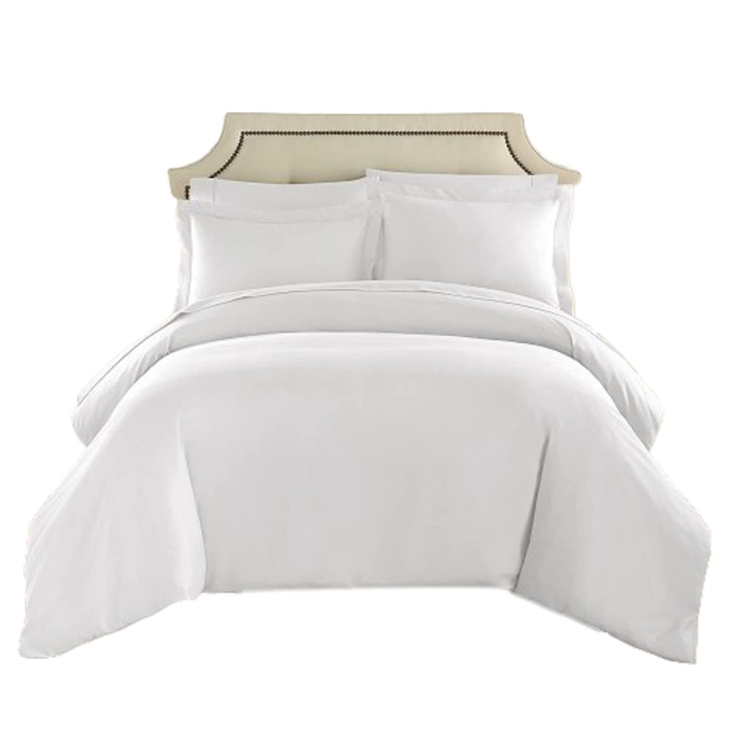 The Biggest Hotels - Juego de edredón sólido de 1000 hilos, 3 piezas, 100 % algodón egipcio (juego de edredón, tamaño Super King, color blanco)