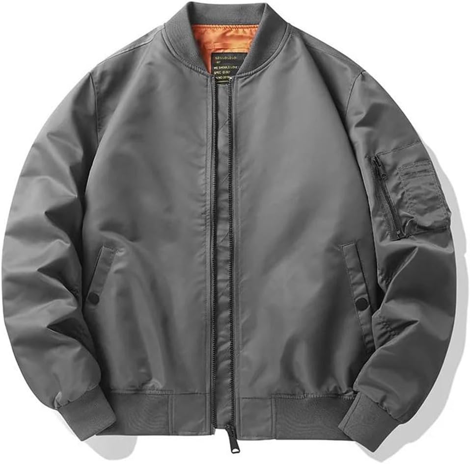 Men's Autumn Winter Bomber Stand Collar Baseball Uniform Loose Outerwear