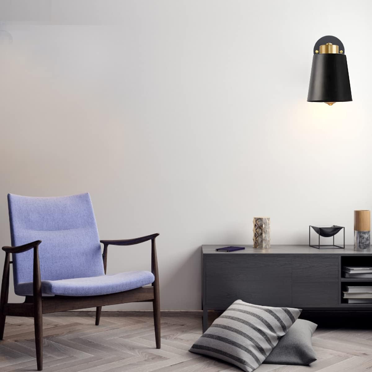 Yollzey Plug in Wall Sconces, Rotatable Angle Black Wall Lamp with Plug in Cord Metal Vintage Industrial Wall Mounted Light Reading Light for Bedroom Bedside Doorway(2 Pack)