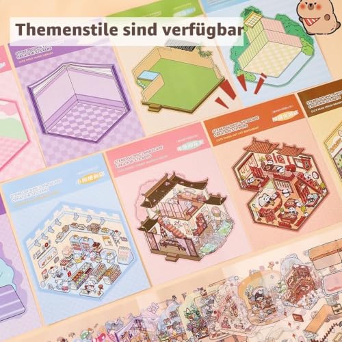 22 Stück DIY-Aufkleber, 3D Miniatur Haus Sticker, Hausaufkleber 3D Miniature Scene Stickers, Miniatur Haus Sticker 3D Mit Pinzette, Aufkleber Scene Selbermachen Von Kaffeehaus (A) (B)