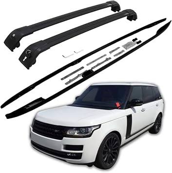 Roof Rack Cross Bars for Range Rover SWB L405 2013-2021 Side Rails Aluminum Cross Bar Replacement for Rooftop Cargo Carrier Bag Luggage Kayak Canoe Bike Snowboard Skiboard4PCS