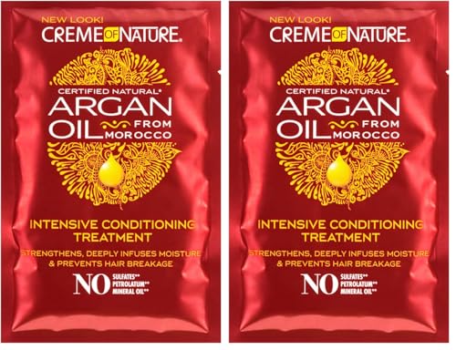 Creme of Nature Argan Oil Intensive Conditioning Treatment, Trattamento Intensivo che Idrata e Ripara, Balsamo con Olio di Argan, Cura Tutti i Tipi di Capelli, 50 ml (Confezione da 2)