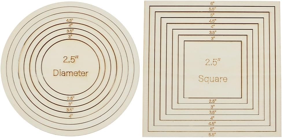 ORIGACH 2 Set 16 Pcs Squares & Circles Cross Stitch Finishing Template 2.5/3/3.5/4/4.5/5/5.5 inch Diameter Embroidery Sewing Quilting Stencils for Patchwork DIY Crafts Decoration