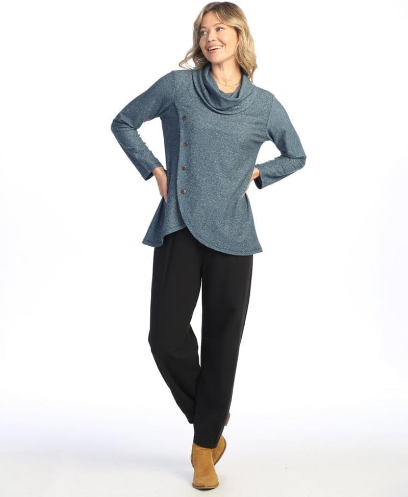 Jess & Jane Women's Curve Cowl Neck Button Wrap Top - FT1 - Image 2