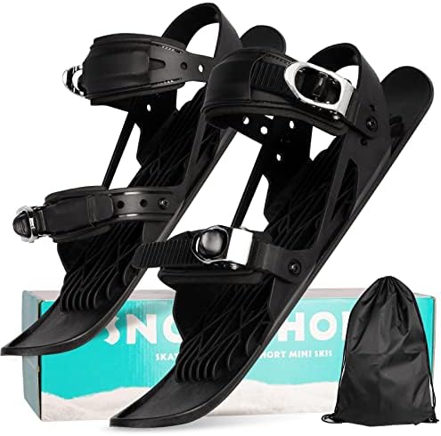 UPBUD Upgrade Adjustable Short Mini Ski Skates, Winter Snowskates Outdoor Ski Shoes for Winter Sport Skiing Equipment